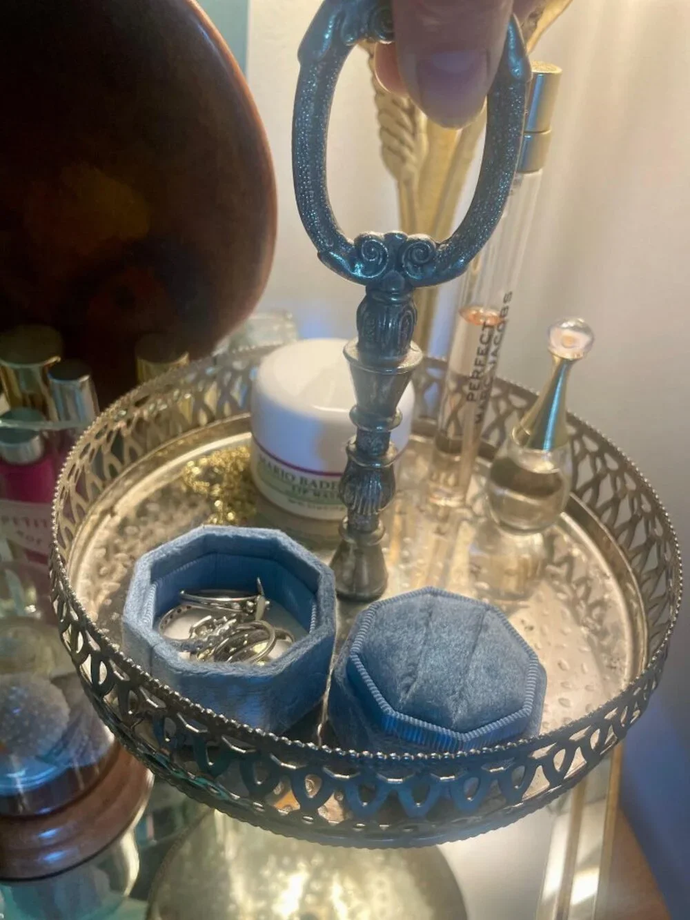 Vintage Silverplate Pierced Basket with Ornate Handle
